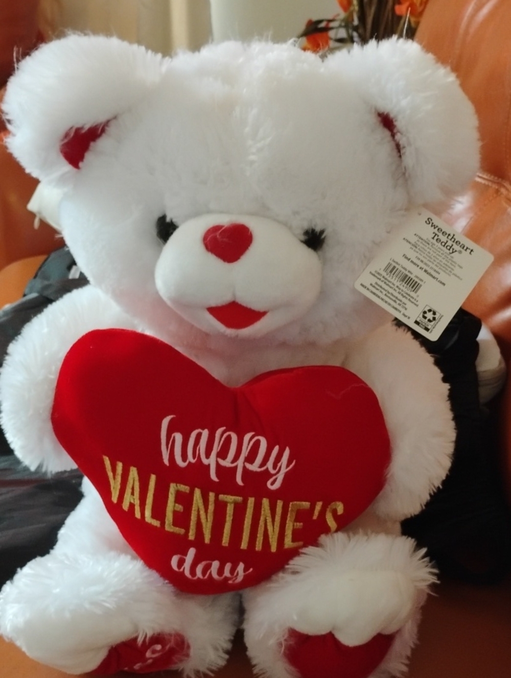 White Plush Bear with Red Heart - Home Holiday